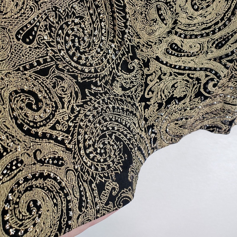 Alex Evenings Tank Top Womens‎ Plus Size 1X Gold Paisley Sleeveless Party Blouse - Picture 7 of 8